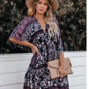 Carissa Floral Kimono Tiered Babydoll Dress